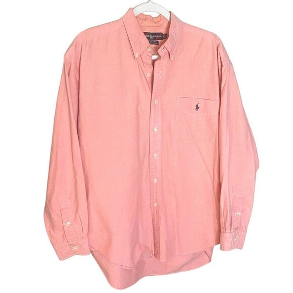 Ralph Lauren Sz Lrg Pink Cotton Golf Micro Check Tilden Fit Button Down Shirt - Picture 1 of 4